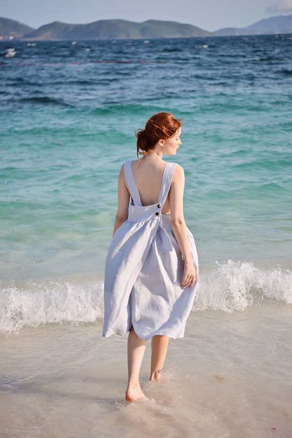 Linen Apron Dress Flax Pinafore Dress Sustainable Clothing Womens 