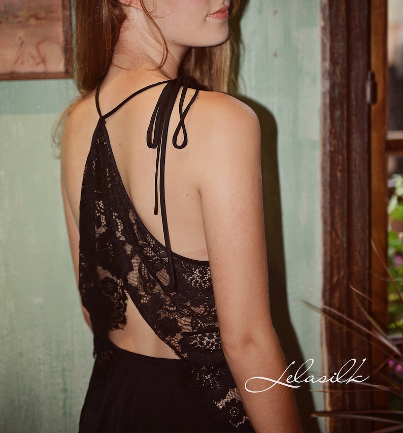 Black Silk Slip Silk Slip Dress Halter Neck Slip Etsy