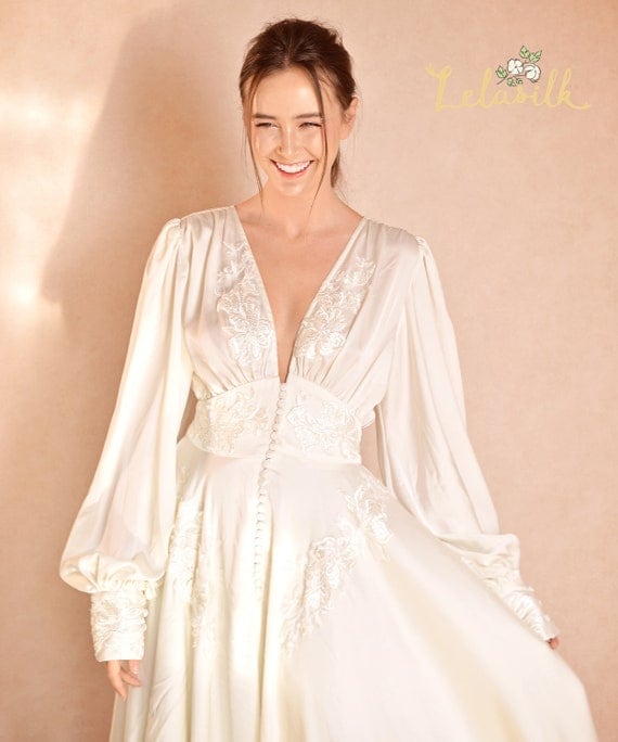 silk bohemian wedding dress HAVEN Wedding Dress