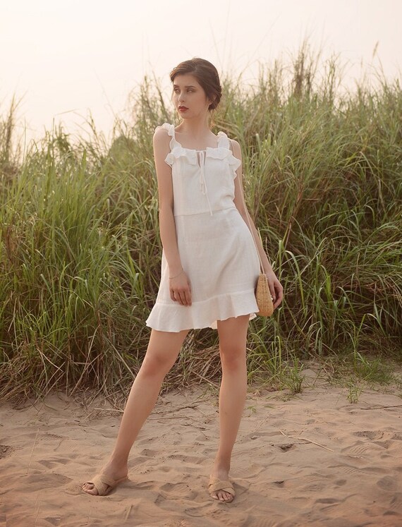 white frill summer dress