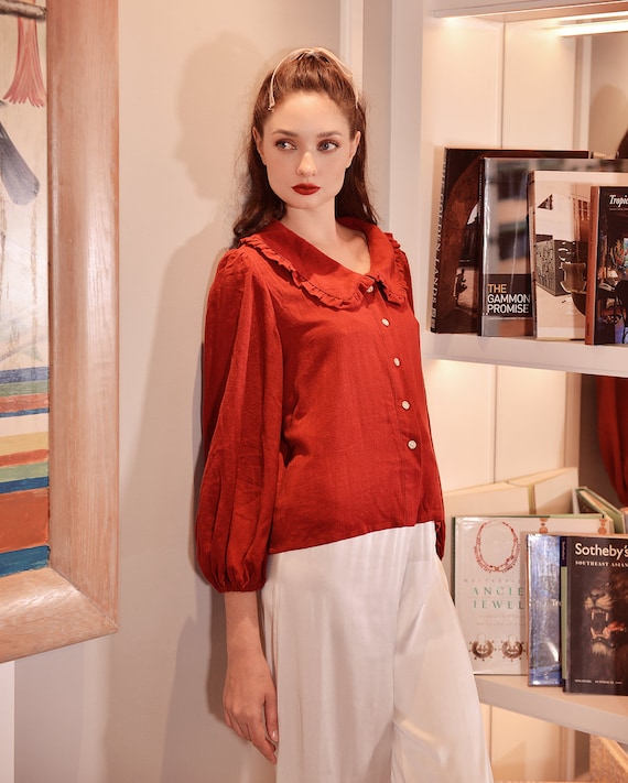 Camisa de lino rojo Algodón Lino Camisa de lino - España