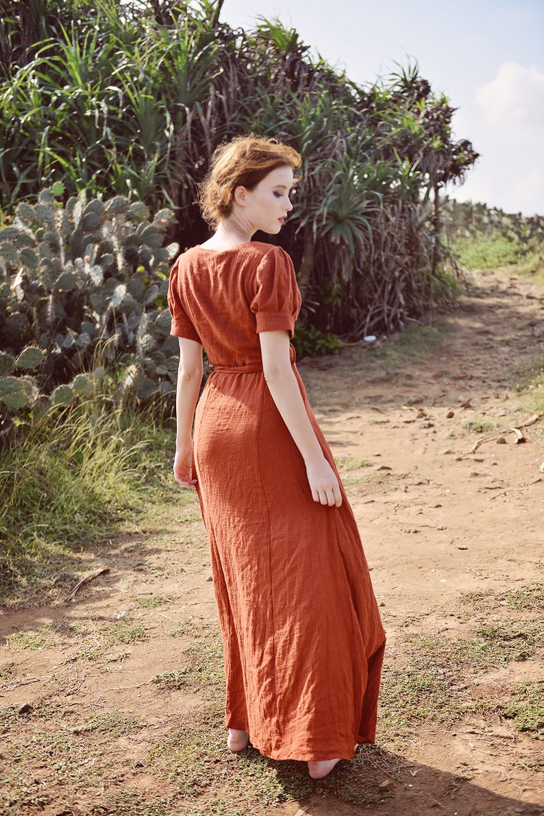 Linen Gauze Wrap Dress Wrap Dress Women Wrap Dress Maxi Etsy