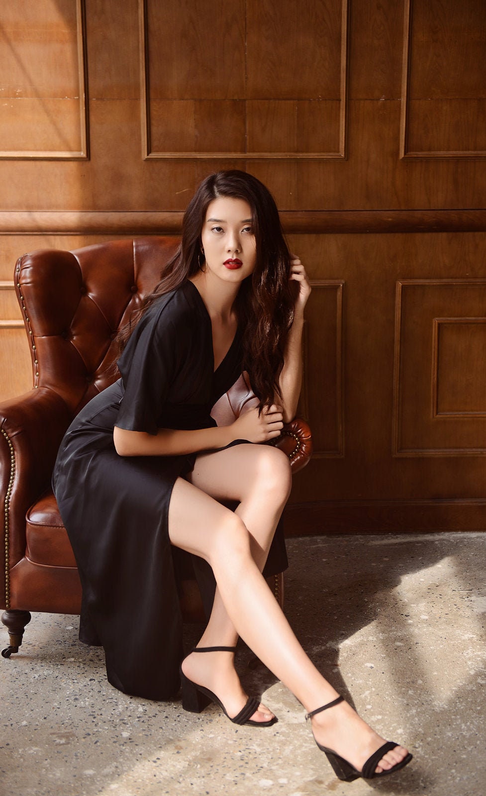 black silk formal dress