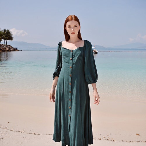 Long Dress for Women - Summer Linen Dress - Cotton Dress Sleeves - Natural  Fabric - Etsy