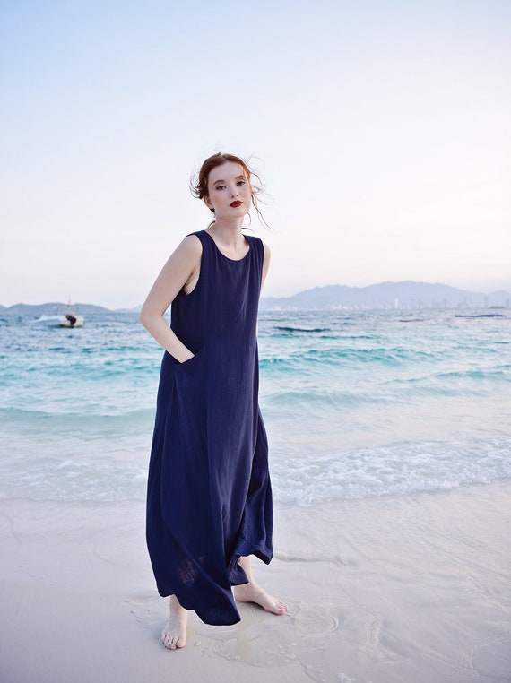 Vestido Lino Azul Sin Mangas Vestidos Verano Vestidos - Etsy España Vestido Lino Azul Sin Mangas Vestidos Verano Vestidos - Etsy España
