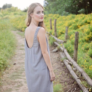 Summer Linen Dress Linen Dress Backless Cotton Slip Dress Natural Cotton image 7