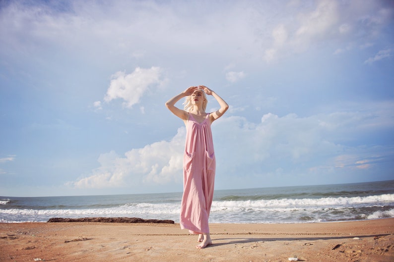 Linen Jumpsuit Women Summer Comfy LoungeWear Cotton Jumpsuit Women Overalls Pants image 7