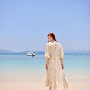 Tiered Linen Dress in Champagne image 4