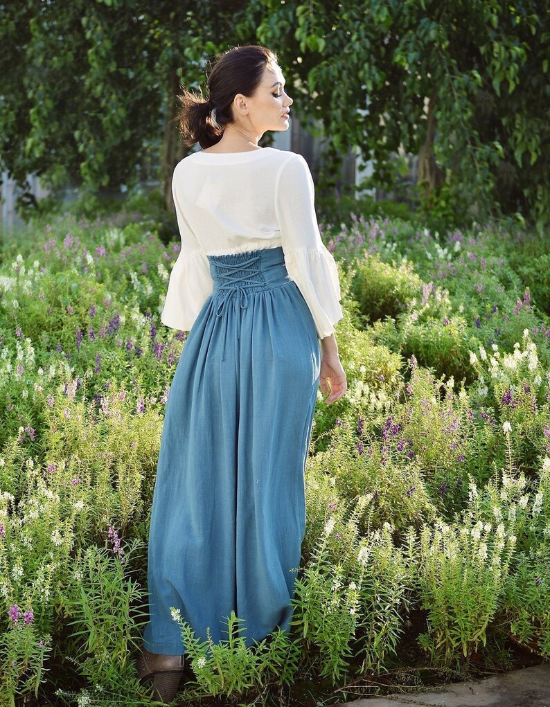 Linen Skirt Women - Bohemian Long Skirt - Skirt with Elastic Waist - Bohemian Maxi Skirt - Hippy Long Skirt image 2