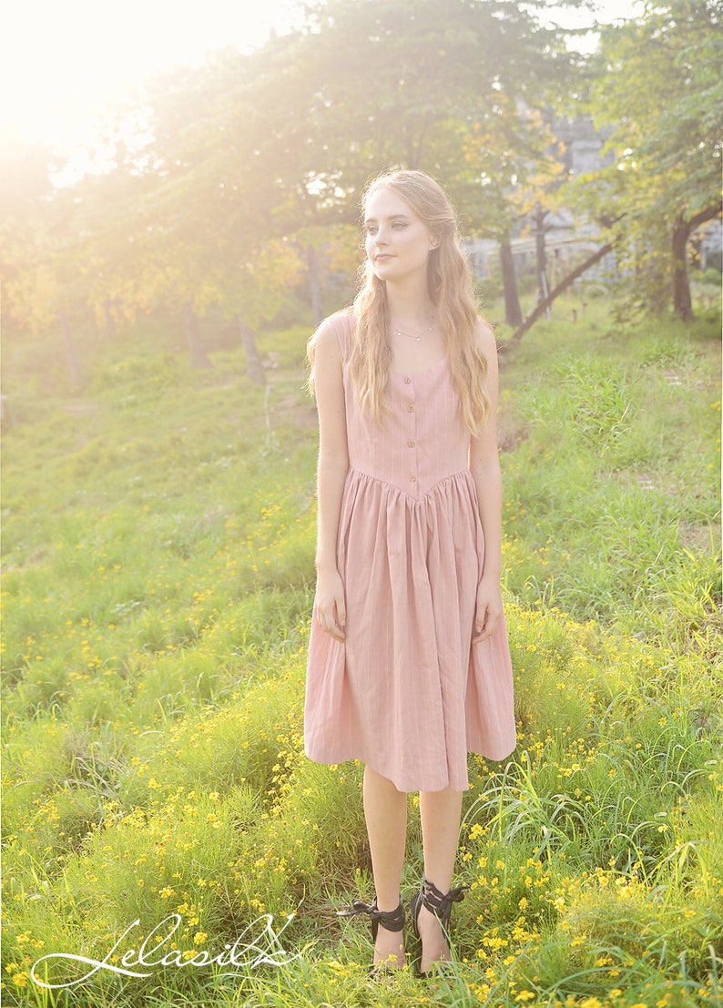 Sleeveless Apron Dress Cotton Casual Dress Linen Summer Dress