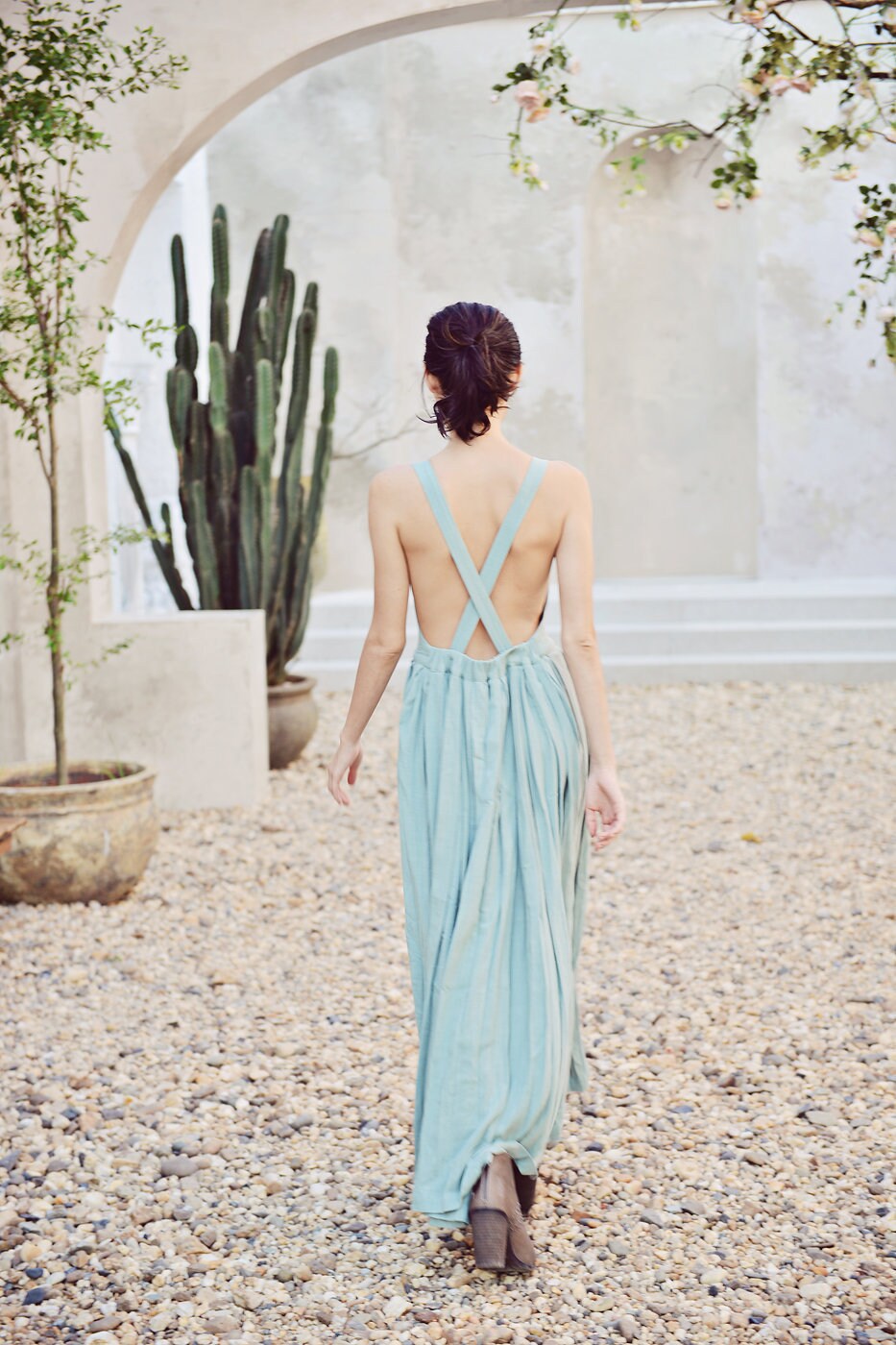 chinese dress ladies ATHENA cross back linen dress main image 0