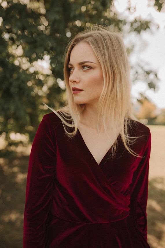 Wrap Top Women - Long Sleeve Blouse - Velvet Blouse Women Wrap Top Women - Long Sleeve Blouse - Velvet Blouse Women