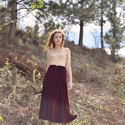Long Skirt Women - Velvet Skirt Women - High waist shops Midi Skirt