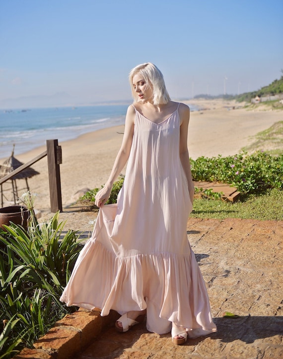 Summer Silk Dress - Silk Maxi Dress - Low Back Silk Dress