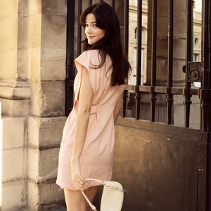Pink Dress Linen Mini Dress Parisian Style image 6