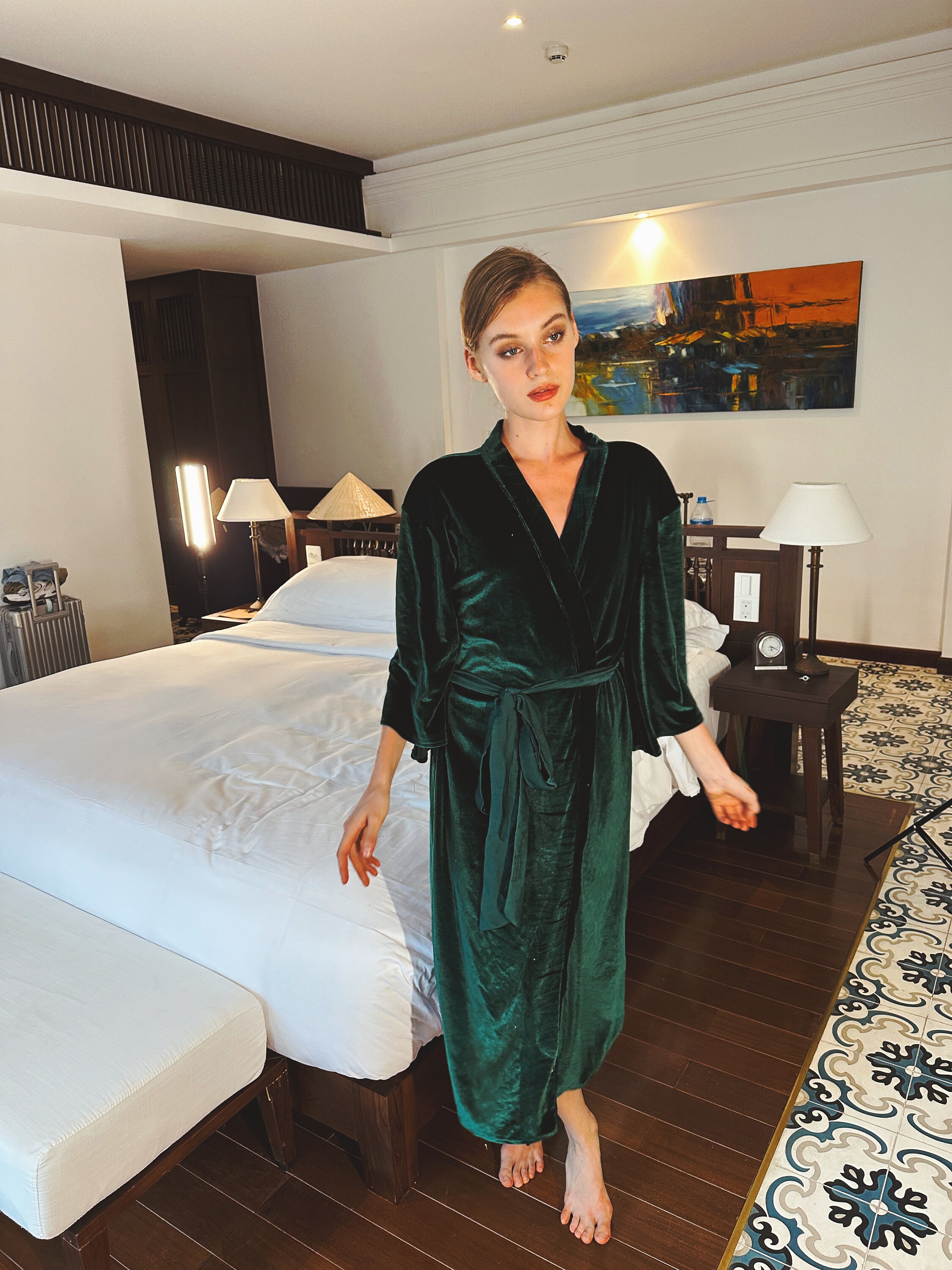 velvet silk dressing gown Regal Black Velvet Robe | Quilted Shawl Collar, Plush Lounge Gown