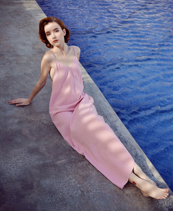 chinese dress ladies point linen slip dress – The Gallery Collection main image 1