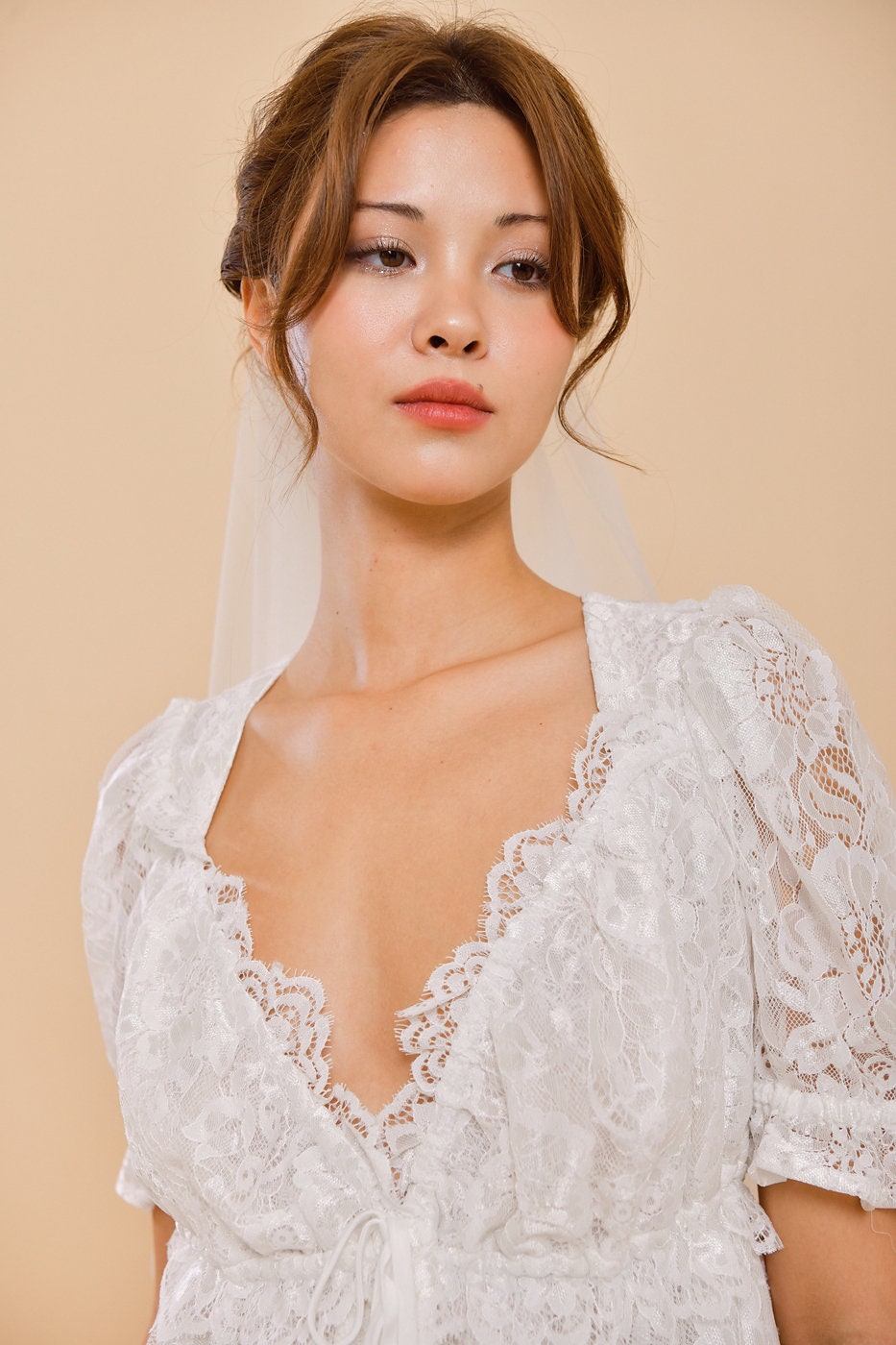 elopement short wedding dress Ivory Mini Elopement Dress - Off One Shoulder Wedding Dress - Short Length Wedding Dress with Lace Plus Size