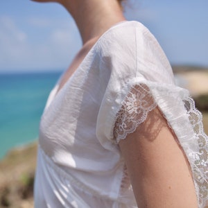 Silk Nightgown Women Silk Dress White Silk Dress with Sleeves image 10