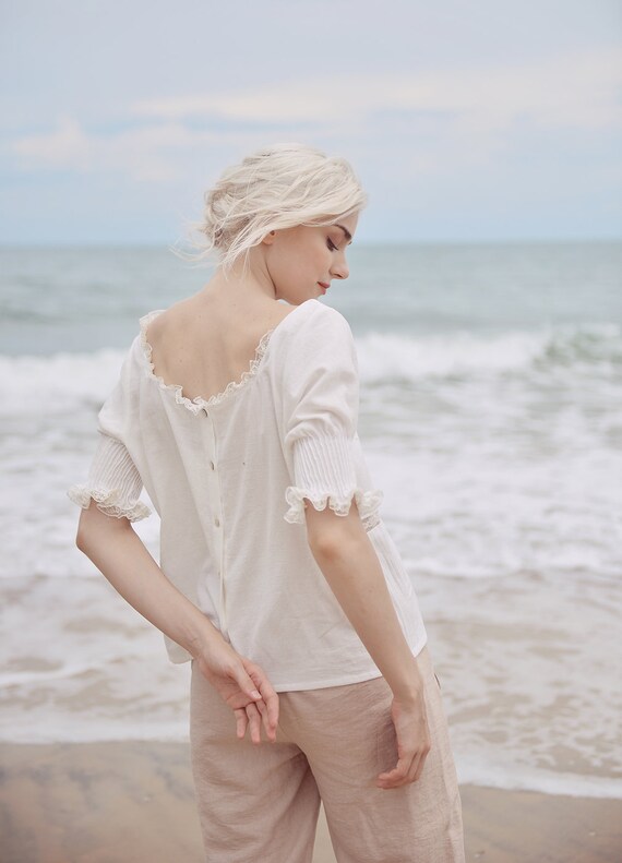 white linen shirt women's beach