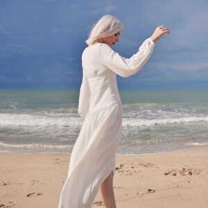 Linen Dress White Midi Linen Dress Organic Cotton Dress image 6