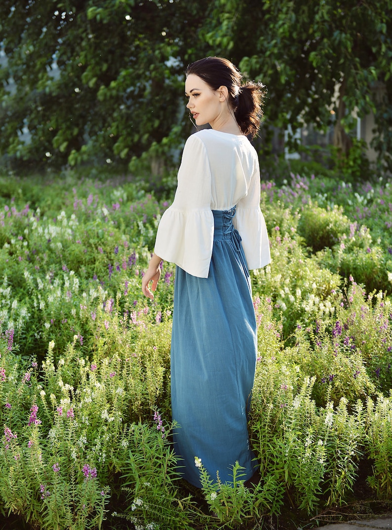 Linen Skirt Women - Bohemian Long Skirt - Skirt with Elastic Waist - Bohemian Maxi Skirt - Hippy Long Skirt image 8