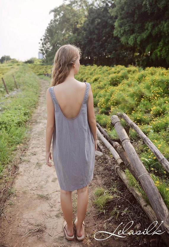 Summer Linen Dress - Linen Dress Backless - Cotton Slip Dress