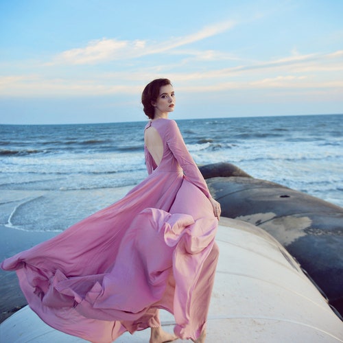 strapless open back dress Sheer-Bodice Long Pastel Mermaid Prom Gown main image 0