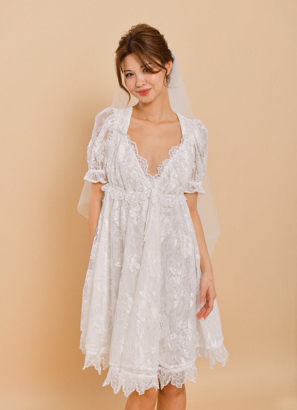 mini elopement dresses Ivory Mini Elopement Dress - Off One Shoulder Wedding Dress - Short Length Wedding Dress with Lace Plus Size