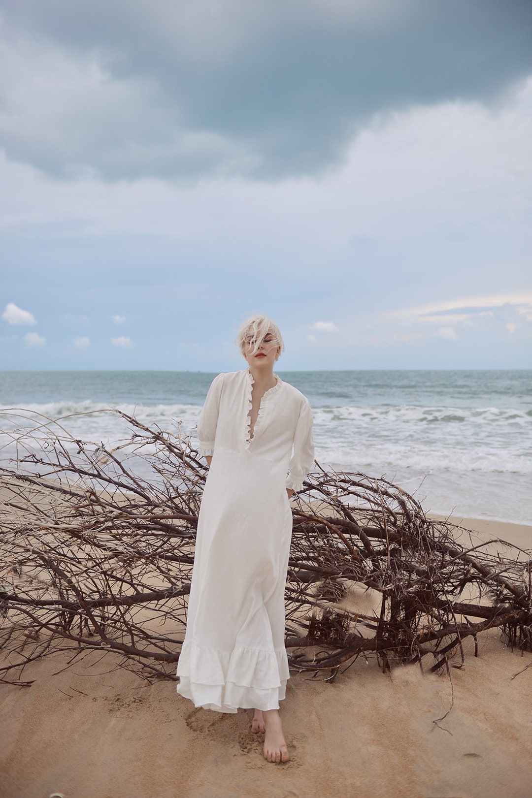 Abito in lino caftano Abiti estivi mediterranei con maniche Italia - Main Image