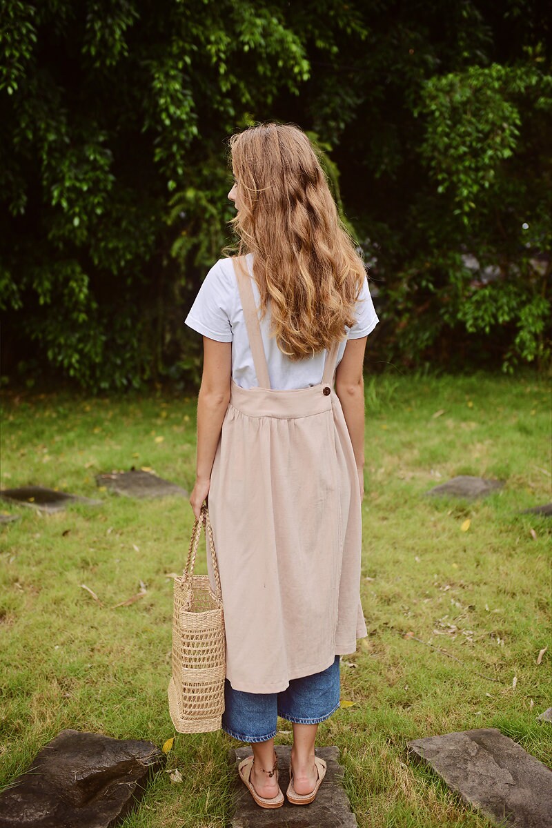 Apron Cotton Long Dress Women Cotton Dress Organic Cotton | Etsy