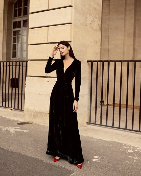 Wedding Guest Dress Formal Dresses Velvet Women Evening Ball Gown Velvet  Dress Long Sleeve Bridesmaid Dress Wrap - Etsy Sweden