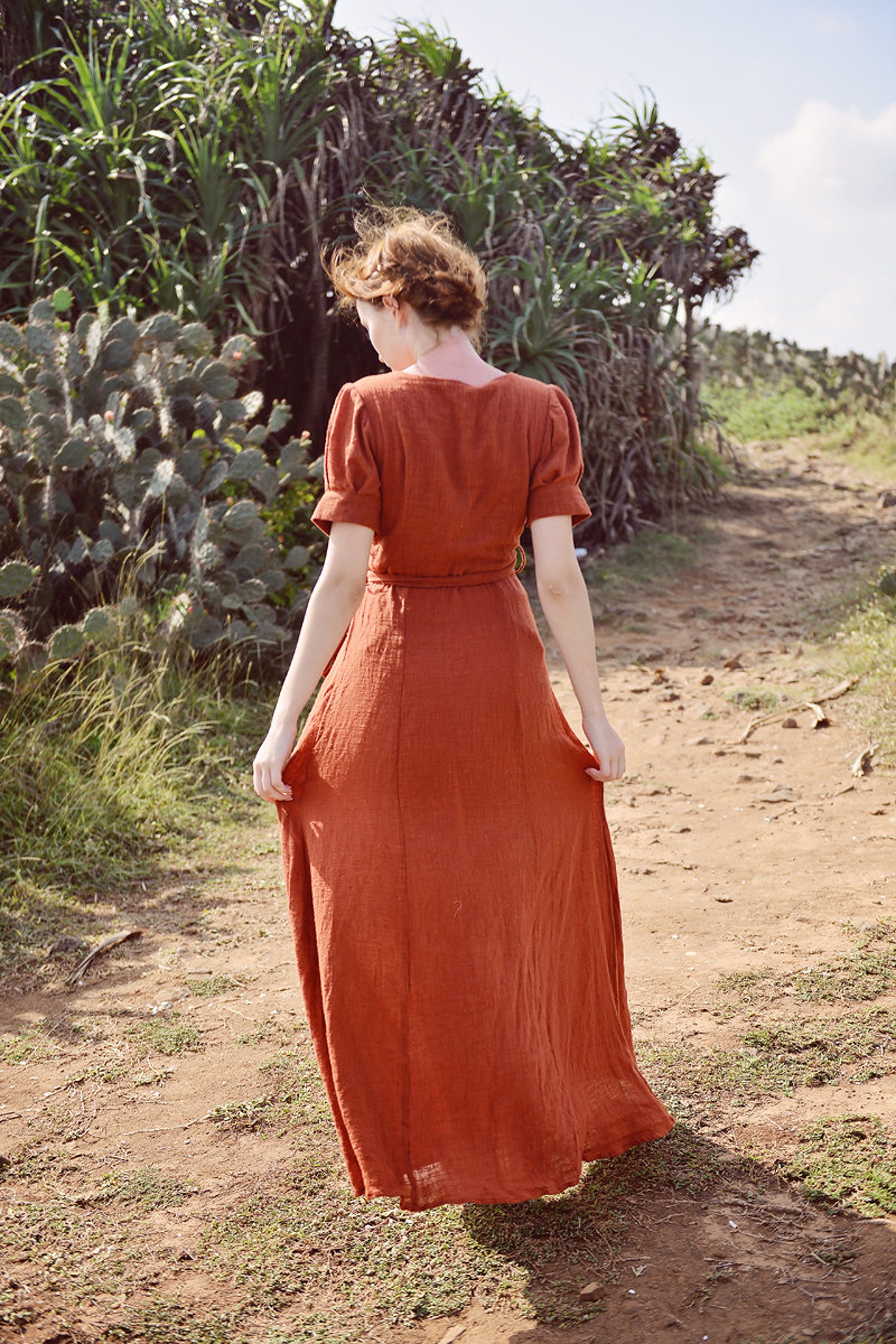 Linen Gauze Wrap Dress Wrap Dress Women Wrap Dress Maxi Etsy