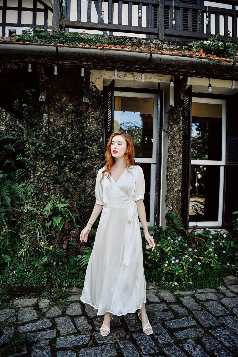 Long Maxi Dress Womens White Wrap Dress WOMEN'S SHORT RUFFLE SLEEVE SELF TIE WRAP MAXI DRESS Long Maxi Dress Womens White Wrap Dress WOMEN'S SHORT RUFFLE SLEEVE SELF TIE WRAP MAXI DRESS