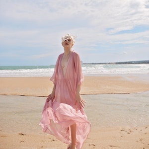 Sheer Silk Long Dress Maternity Dress for Photoshoot Sheer Silk Beach Cover up Sheer Long Dress Lelasilk image 9