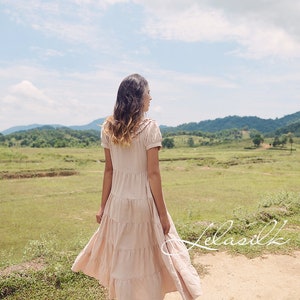 Prairie Dress Cotton with Ruffles Collar Organic Cotton Dress Dress For Women Natural Fabric image 2