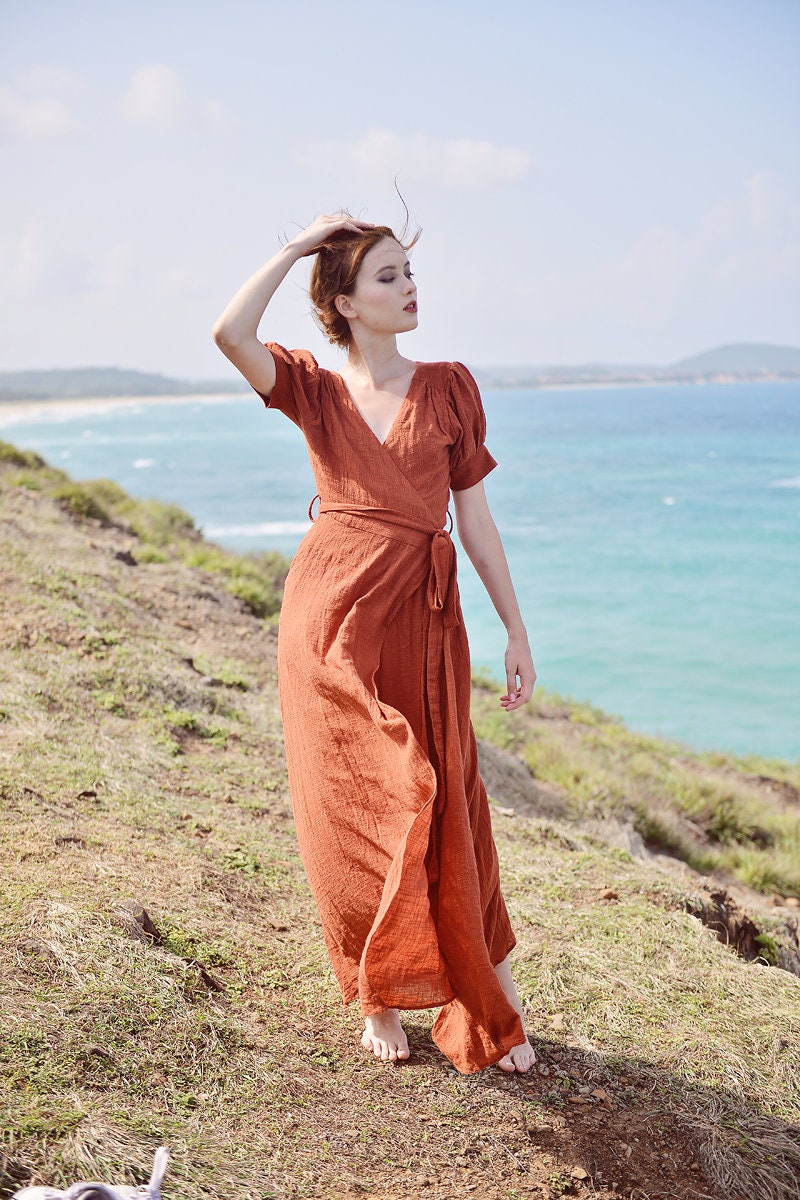 linen wrap dress etsy Linen Gauze Wrap Dress - Wrap Dress Women - Wrap Dress Maxi - Linen Dress  Summer - Linen Gauze Dress