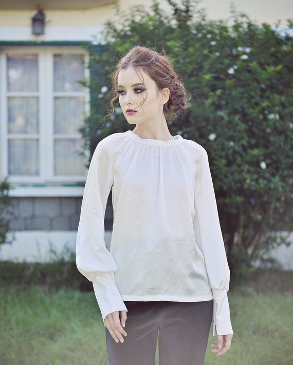 White Silk Shirt Women Silk Blouse 