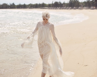 Robe transparente - Caftan en soie - Robe transparente pour femme - Peignoir en soie transparente