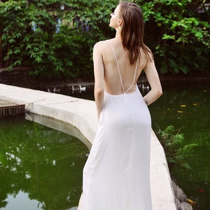 Silk Dress Maxi Silk Nightgown Beach Wedding Slip Backless Silk Gown Gift For Bride image 3