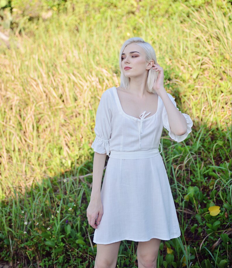 Short Linen Dress | White