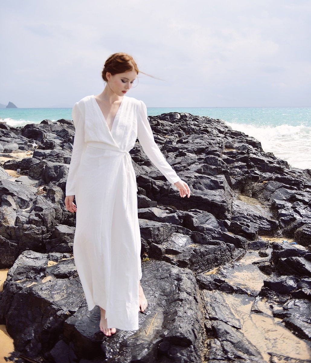 Linen Maxi Dress White Linen Dress Long ...