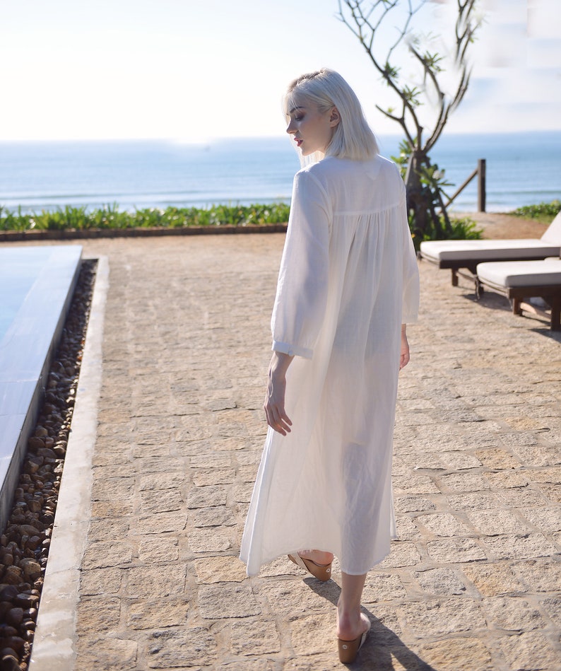 White Tunic Dress Cotton Midi Dress White Cotton Dress Etsy