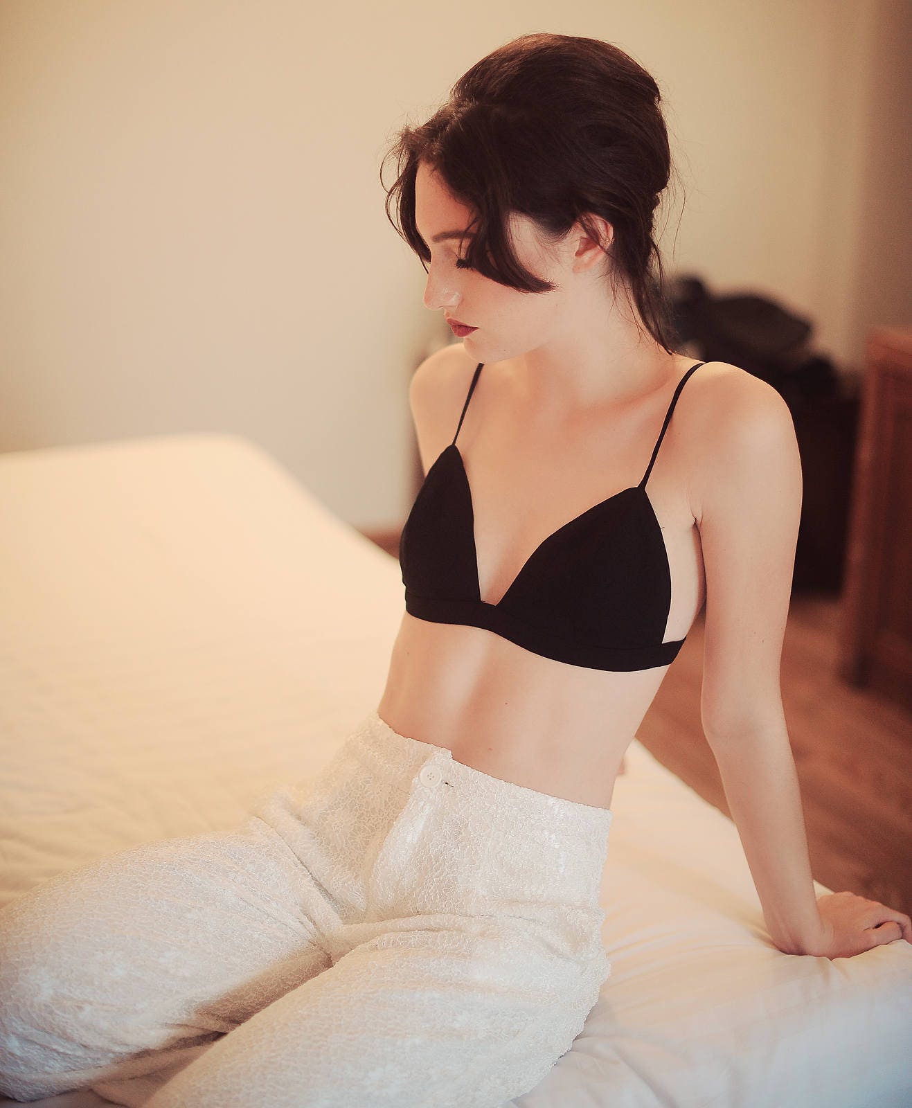 100% silk Bra - Pure Silk Bustier - Silk Triangle Lingeries - Wedding Gift Idea - Comfy Silk Underwear