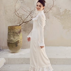 Silk Dress White Long Sleeve Silk Dress Women Long Silk | Etsy