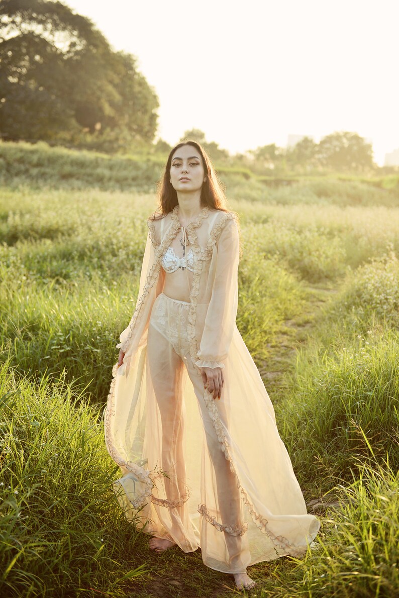 long flowy sheer robe