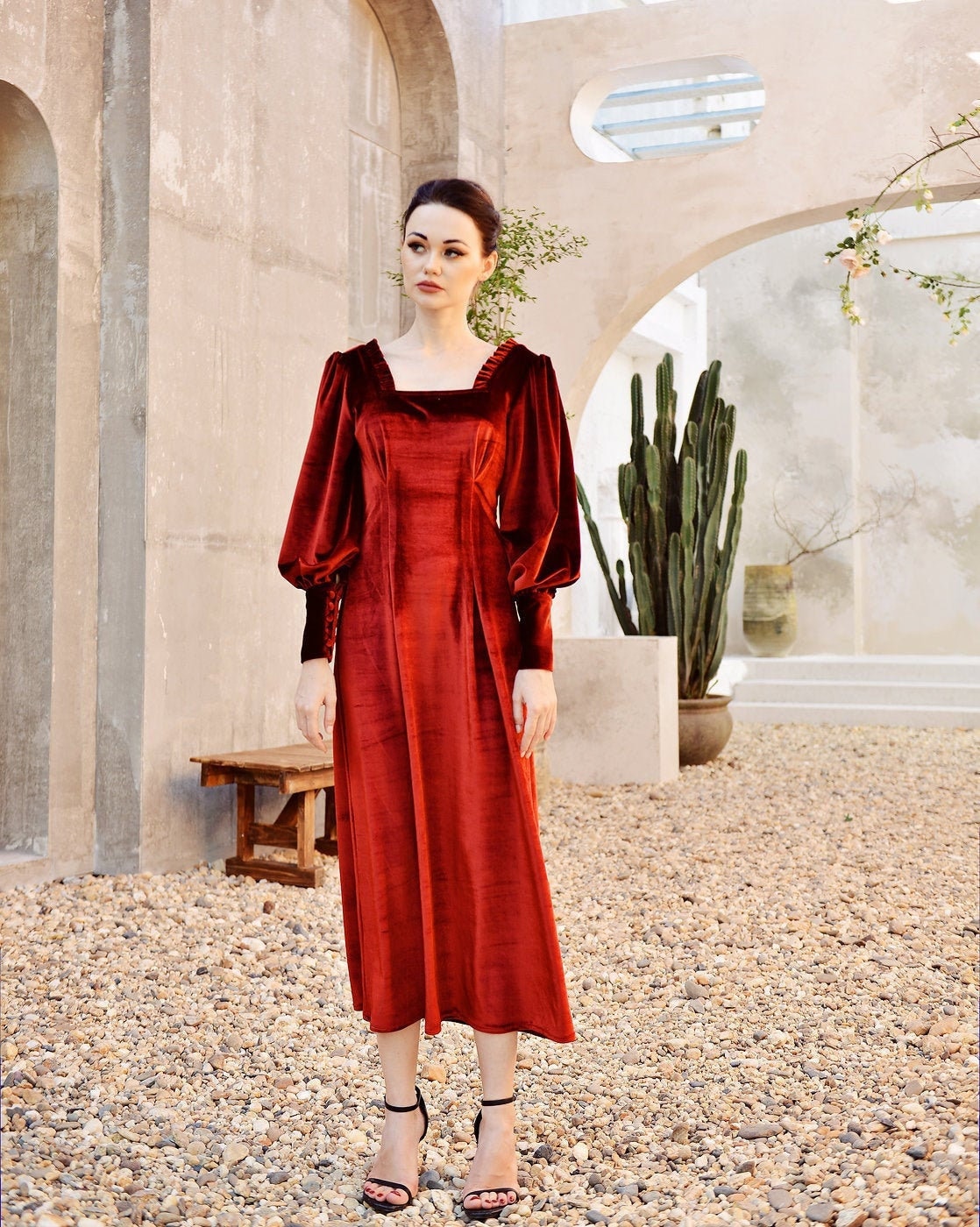 Womens Dresses Velvet Red Velvet Dress 