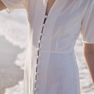Sleeves Linen Long Dress White Linen Dress Organic Clothing Long Cotton Dress Wedding Guest Dress image 8