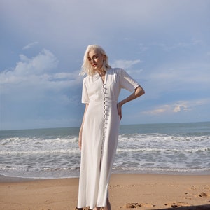 Sleeves Linen Long Dress White Linen Dress Organic Clothing Long Cotton Dress Wedding Guest Dress image 7