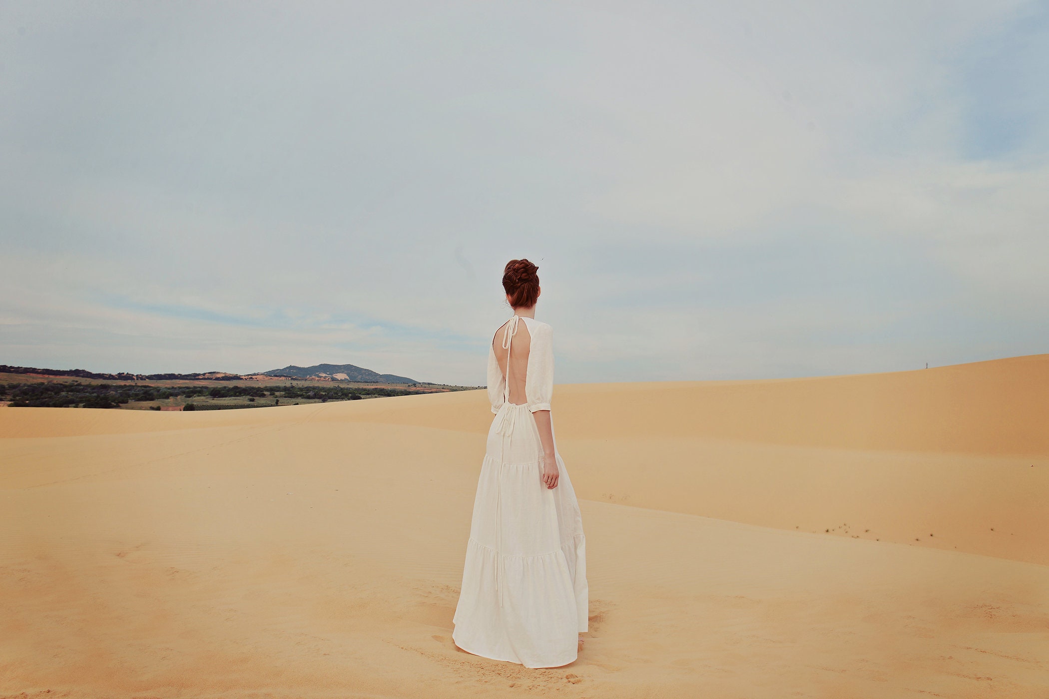 White Linen Dress - Linen Dress Maxi - Backless Cotton Dress - Open Back -  Etsy